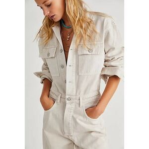 Citizens of Humanity Liu Denim Straight-Leg Jumpsuit Size XS Khaki Coveralls